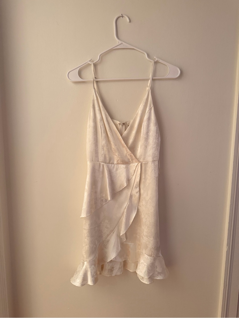 Women's Cream Ruffle Wrap Dress